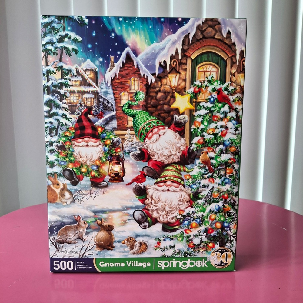 Springbok Gnome Village 500 Piece Jigsaw‎ Puzzle Christmas Winter 18x23.5